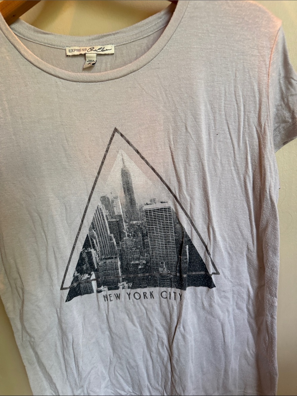 Express Lavender Short Sleeve Tee with Black New York City Graphic